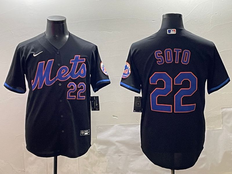 Men New York Mets 22 Soto Black Game 2025 Nike MLB Jersey style 1